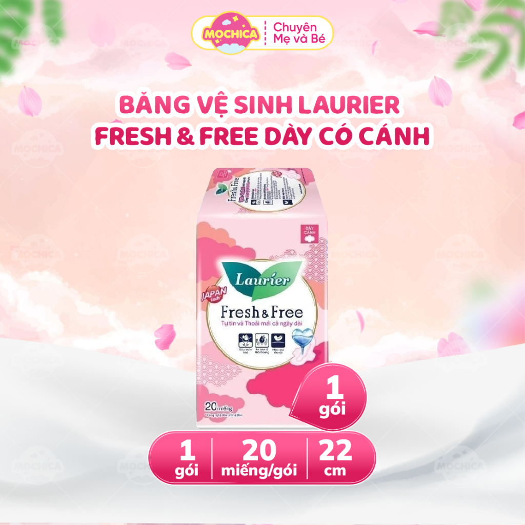 Băng vệ sinh Laurier Fresh & Free Dày Có Cánh 20M-Mochica