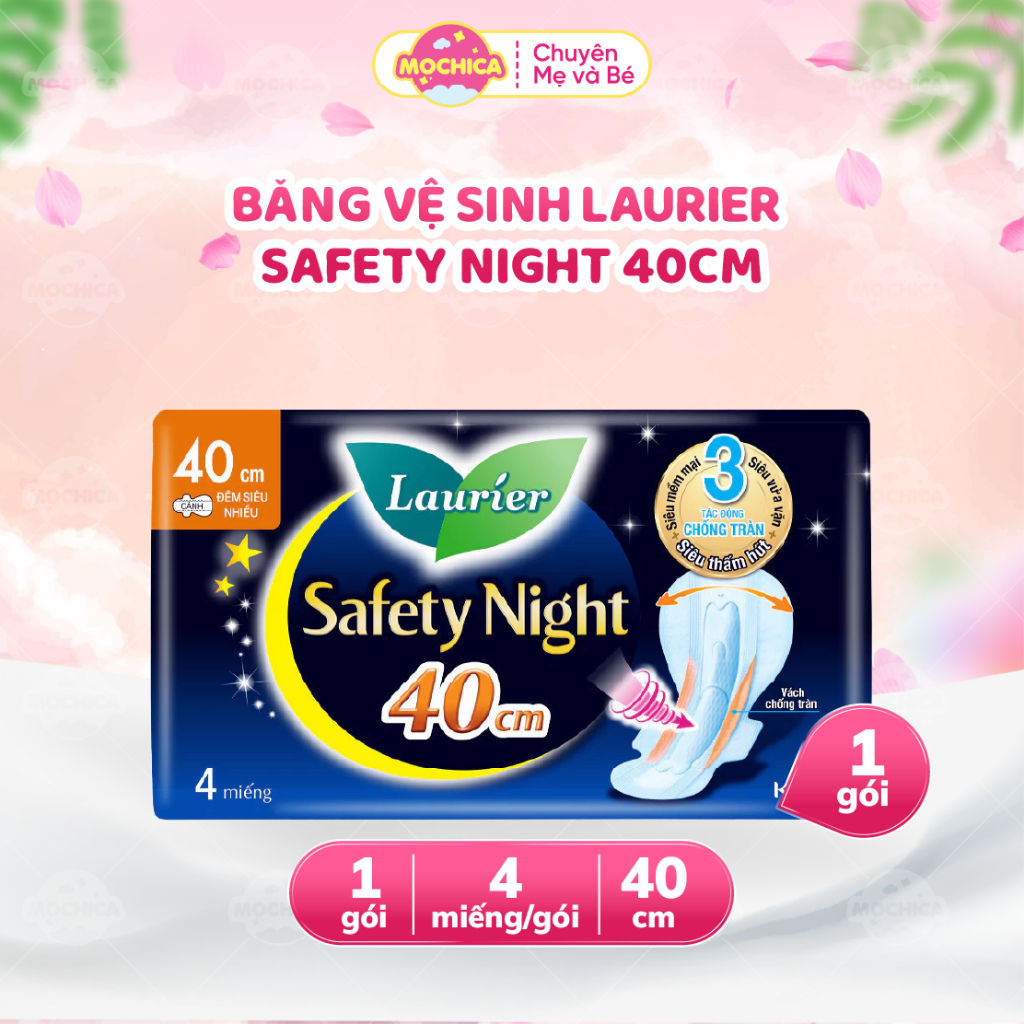 Băng vệ sinh Laurier Safety Night Đêm Siêu An Toàn 40cm 4 miếng-Mochica