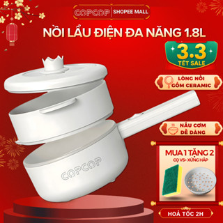 Nồi lẩu điện đa năng COPCOP nồi lẩu dung tích 1.8L tặng kèm khay hấp tiện lợi bảo hành 12 tháng