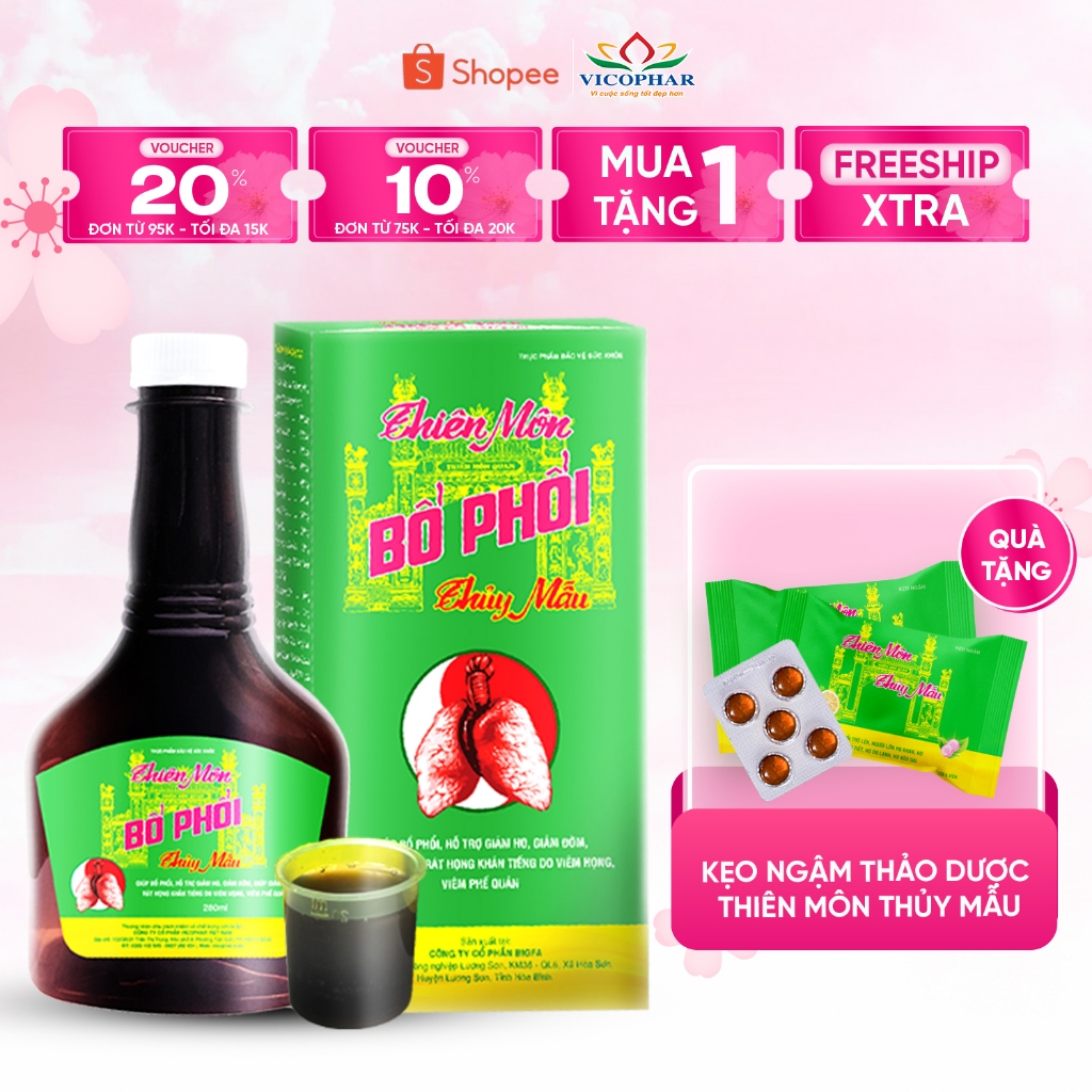 Thiên Môn Bổ Phổi Thủy Mẫu - Siro ho hỗ trợ giảm ho, tiêu đờm, làm dịu họng  280ml