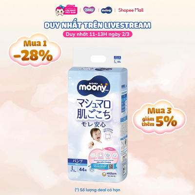 Tã quần Moony bé trai size L 44 miếng - concung