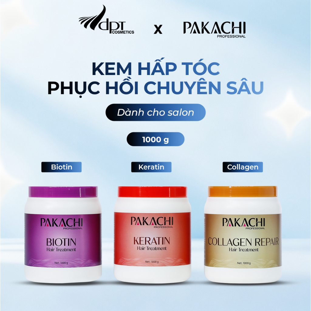 Kem hấp ủ tóc chuyên sâu Pakachi 1000g phục hồi hư tổn, giảm khô xơ, chẻ ngọn