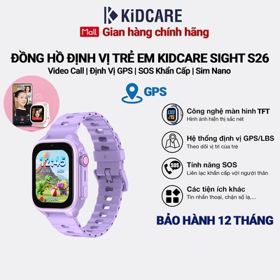 Đồng hồ định vị trẻ em Kidcare Sight S26 gọi video call | Định vị GPS | Quan sát từ xa - Màu tím