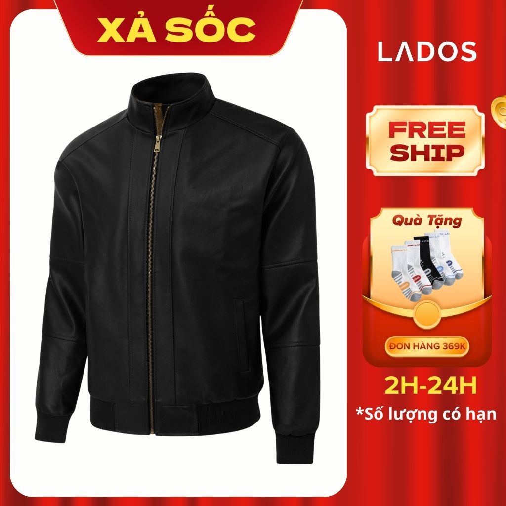 Áo khoác da nam lót lông cao cấp LADOS - 105 với chất da dày dặn bền bỉ