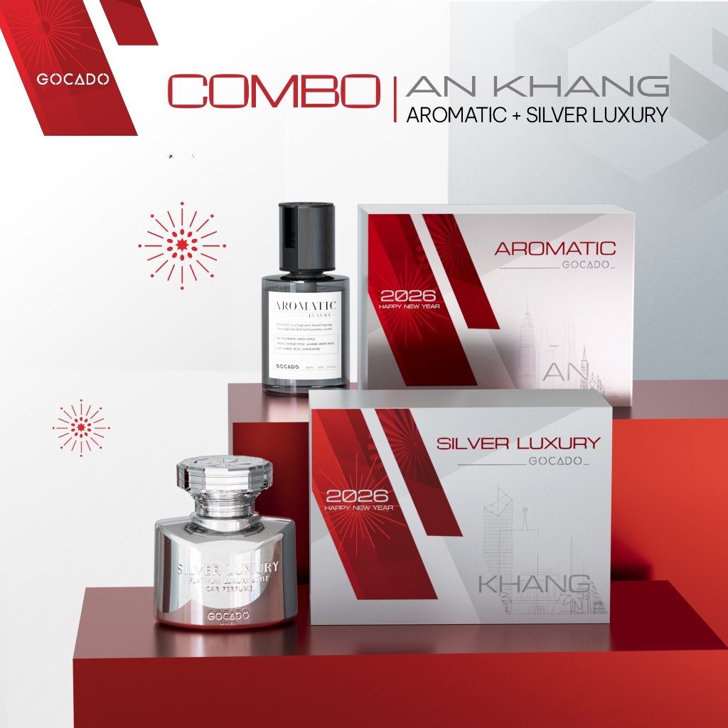 Bộ Quà Tặng  Nước Hoa Ô Tô  "An Khang"  Aromatic + Silver Luxury GOCADO