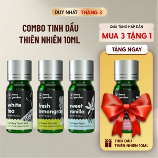 Combo 4 Chai Tinh Dầu 10mL Xông Thơm Phòng Ngủ Ngon, Giảm Stress, Làm Sạch Không Khí HENY GARDEN