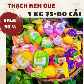 [XẢ KHO 50%] 1KG Thạch Kem Que Mix Vị Trái Cây (75-80 Cái) - Thạch Pudding Núng Nính, Mát Lạnh, Đồ Ăn Vặt Bé Mê
