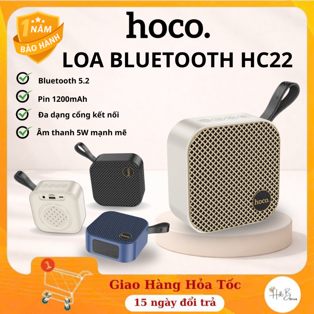 Loa Bluetooth Hoco HC22 Âm Thanh 5W Mạnh Mẽ, Pin Khỏe 1200mAh, Loa Bluetooth Hoco Chính Hãng Bảo Hàn