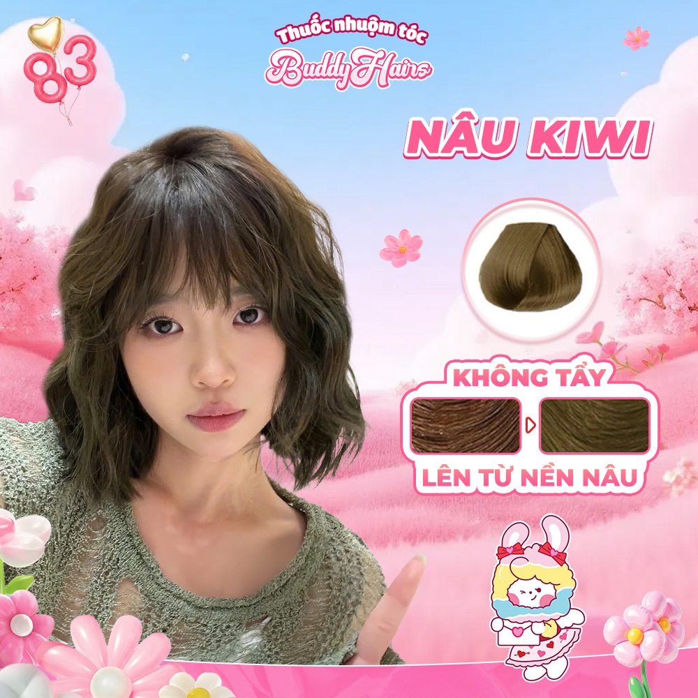 Kem Nhuộm Tóc Buddyhairs Nâu Kiwi Không Cần Tẩy Tóc