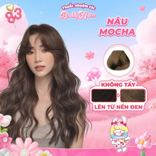 Thuốc nhuộm tóc màu NÂU MOCHA - NÂU TRÀ ĐEN thuốc nhuộm tóc không cần tẩy, kem nhuộm tóc tại nhà Buddyhairs tặng kèm dụn