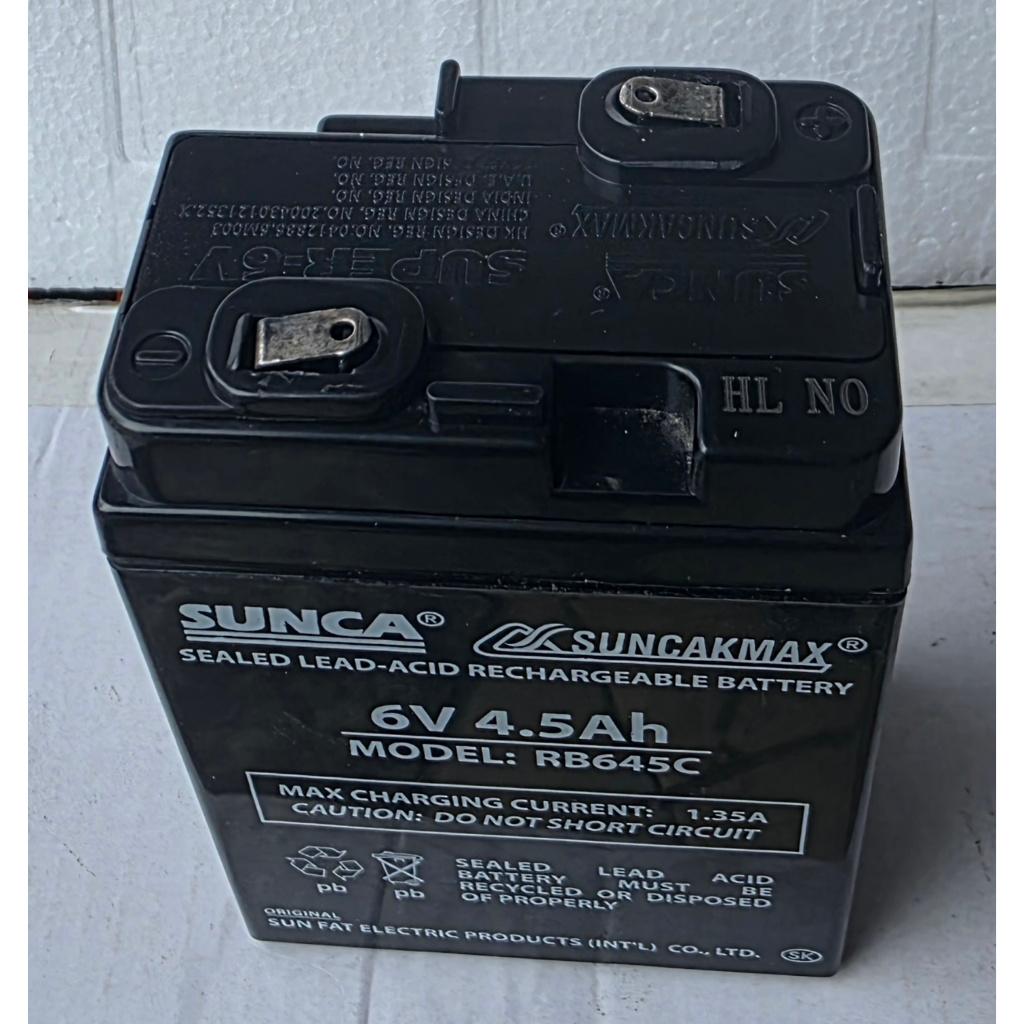 Pin ắc quy Sunca 6V-4.5Ah dùng cho quạt tích điện- đèn sự cố,cân điện tử, xe điện trẻ