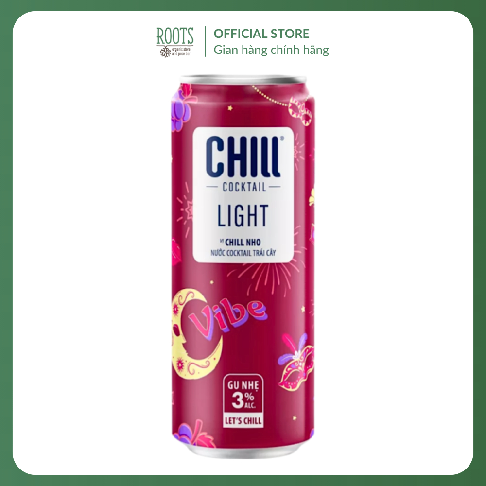 (Ship hỏa tốc) CHILL COCKTAIL -  Nước Trái Cây Lên Men Vị Chill Nho, Light Grape & Rum, 3% (330ml)