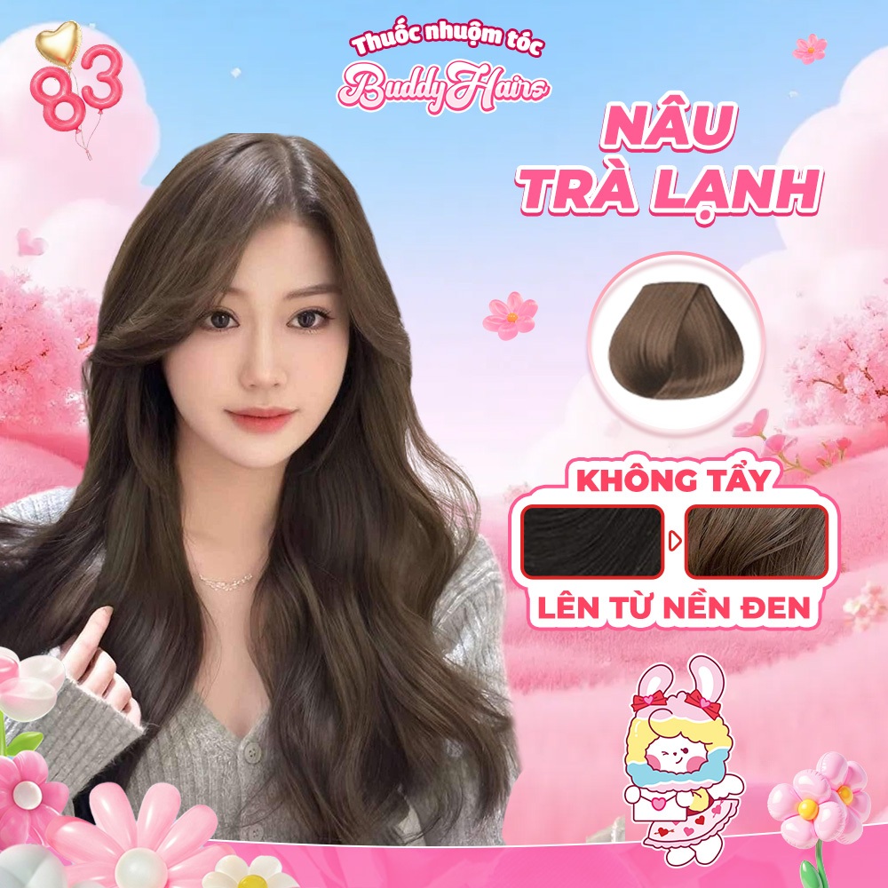 Thuốc nhuộm tóc Nâu Trà Lạnh không cần dùng Thuốc tẩy tóc Buddyhairs, Buddy.hairs, Buddyhair