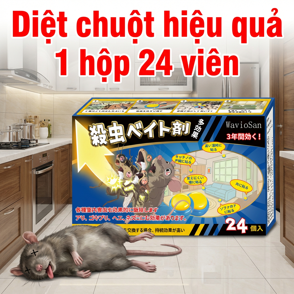 Thuốc diệt chuột hiệu quả Thu hút chuột nhanh, tiêu diệt triệt để 1 hộp 24 viên