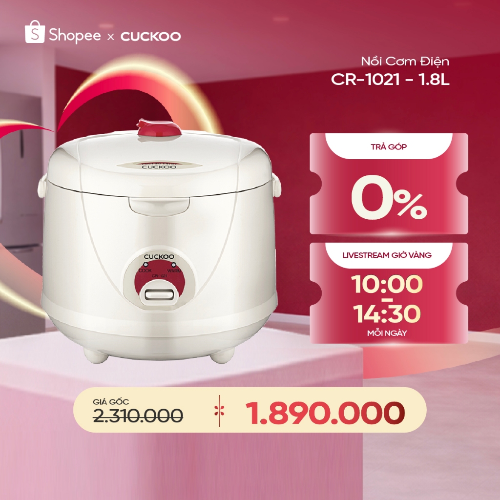 Nồi Cơm Điện CUCKOO 1,8 lít CR-1021 nhiều màu - Hàng chính hãng - Chất lượng Hàn Quốc
