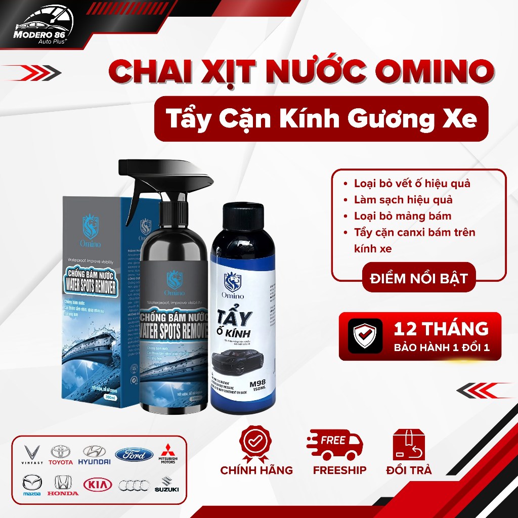 Chai Xịt Nước OMINO Tẩy Cặn Kính Gương Xe Tự Động OMINO M98 150ml