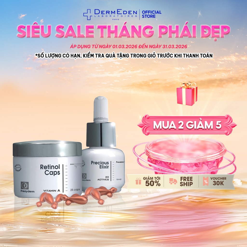 [HSD 8/2026] Combo chống lão hóa, làm đẹp da chuyên sâu Frezyderm Age Repair Set Retinol Caps + Prec
