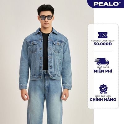 Áo khoác Jean PEALO nam nữ form Crop chất liệu Denim cao cấp SPT4