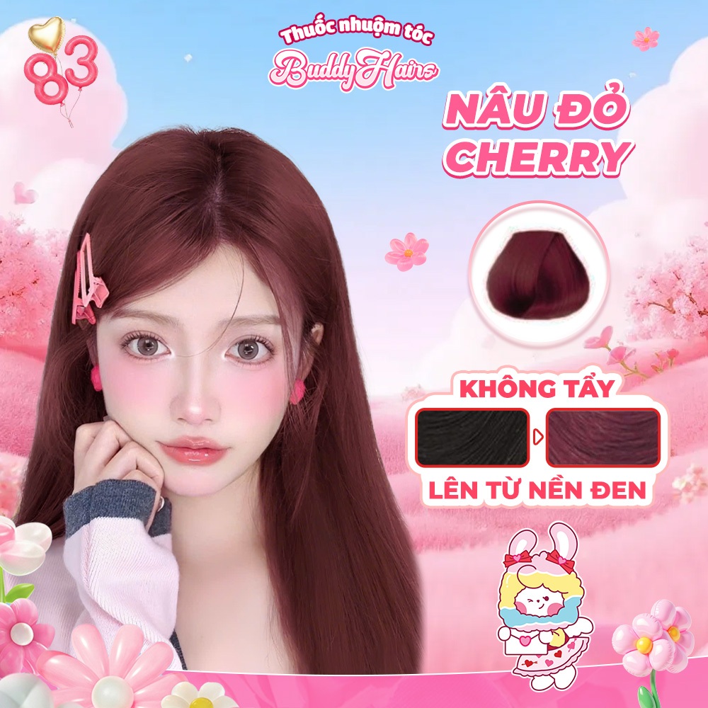 Thuốc nhuộm tóc màu NÂU ĐỎ CHERRY, STRAWBERRY thuốc nhuộm tóc không cần tẩy, kem nhuộm tóc tại nhà B