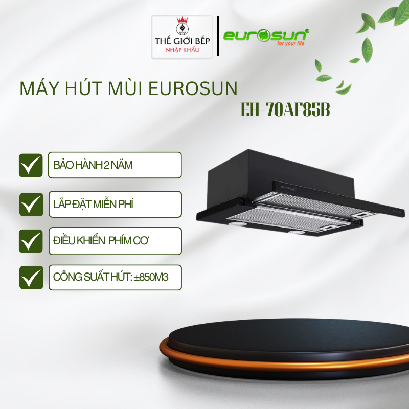 Máy Hút Mùi Âm Tủ Eurosun EH-70AF85B - Điều Khiển Phím Cơ Mềm 3 Tốc Độ - Bảo Hành 24 Tháng
