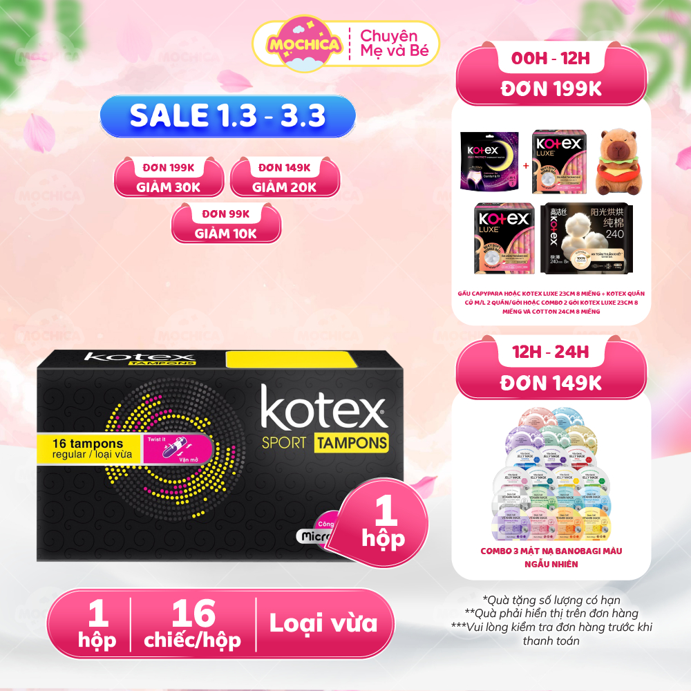 Băng vệ sinh Kotex Sport Tampon Regular 16 miếng loại vừa - Mochishop _Mochica