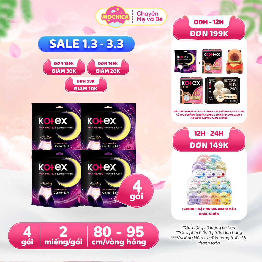 (COMBO) Băng vệ sinh Kotex ban đêm dạng quần _Mochica