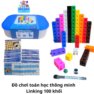 [Có hộp đựng] Đồ chơi toán học thông minh Linking Cubes 100 khối và 52 câu hỏi – Rèn tư duy logic và toán tiểu học