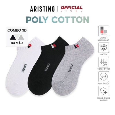 COMBO 6 Đôi tất, vớ nam cổ ngắn ARISTINO Bizsock chất cotton pha mềm, mịn, thấm hút mồ hôi - BZS005