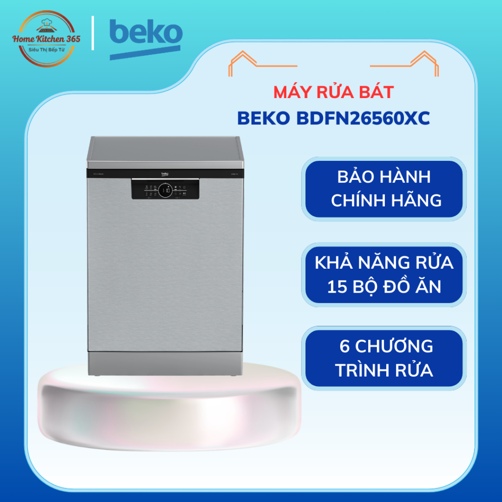 MÁY RỬA BÁT BEKO BDFN26560XC - 15 bộ, 6 chương trình rửa, Công nghệ CornerIntense