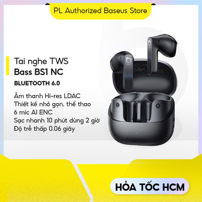 Tai nghe Bluetooth True Wireless Baseus Bass BS1 NC Bluetooth 6.0 | Loa 13mm | IP55 | Hộp sạc 40H