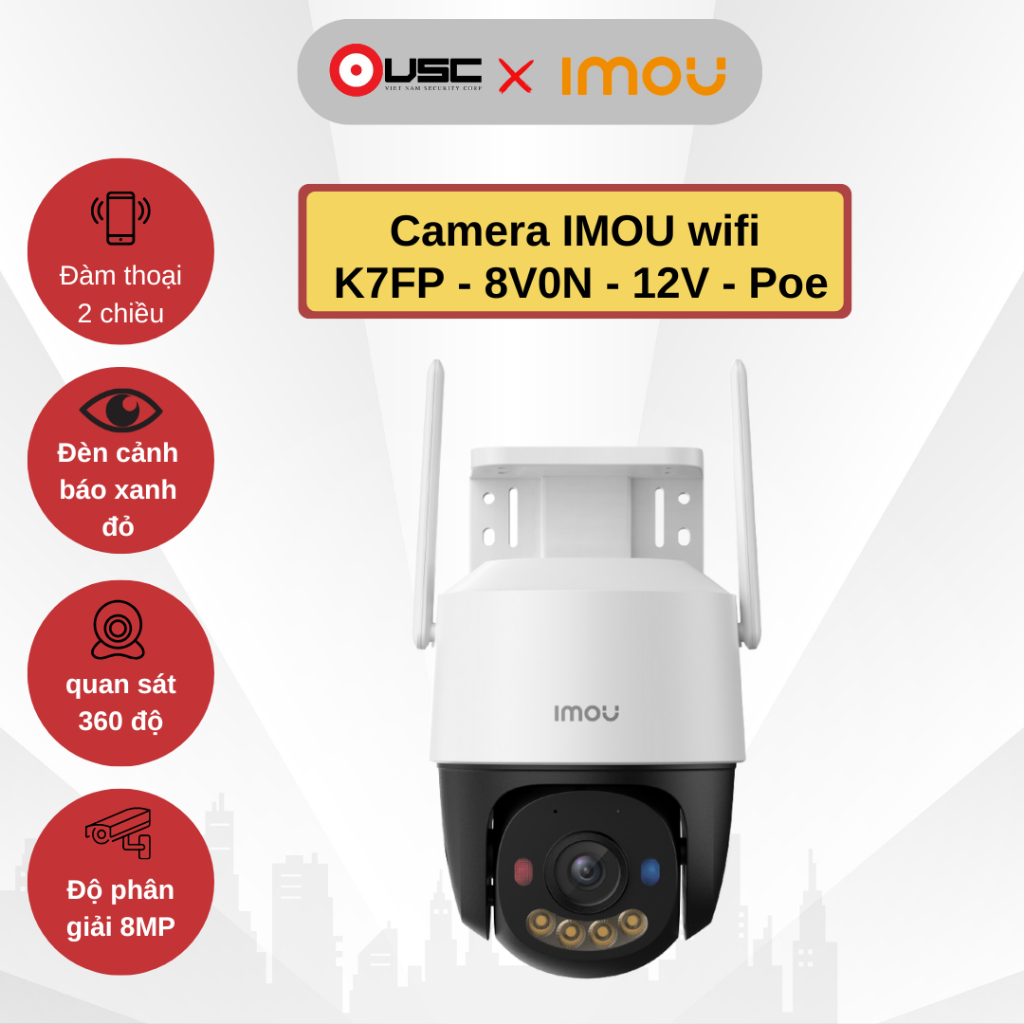 Camera IMOU wifi IPC-K7FP-8V0N Cruiser SC 8MP tích hợp POE một mắt lắp ngoài trời
