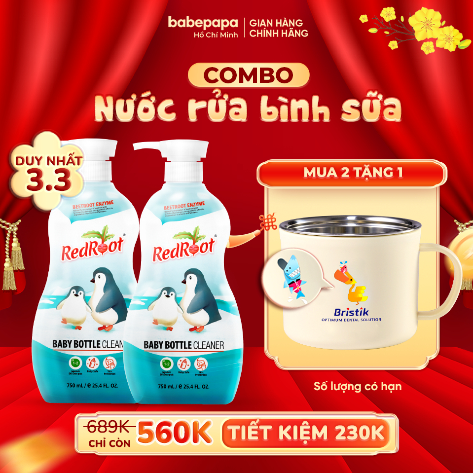 Nước Rửa Bình Sữa Cho Bé Redroot, Rửa Bình Sữa, Rửa Chén Bát Hữu Cơ  Đậm Đặc x3 Lần Không Mùi Hàn Quốc Chai 750ml
