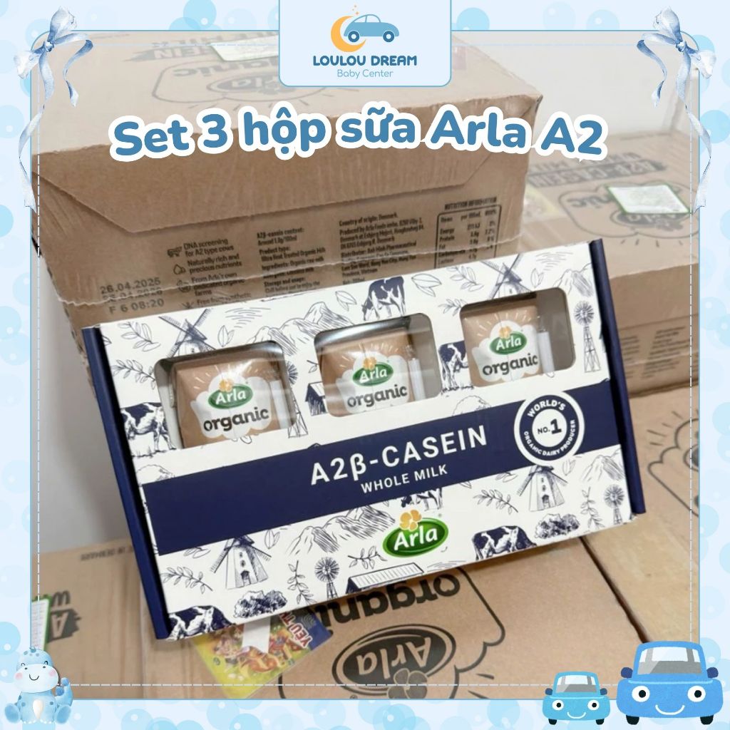 Set 3 Hộp Sữa Tươi Arla Beta Casein A2 hữu cơ 100% đạm A2 hỗ trợ tiêu hóa dễ dàng