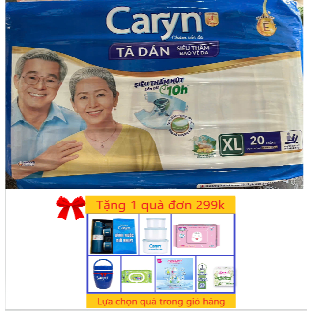 Combo 3 gói Tã dán Caryn XL20 Siêu thấm hút-Vòng Hông 86-135cm - Hsd mới