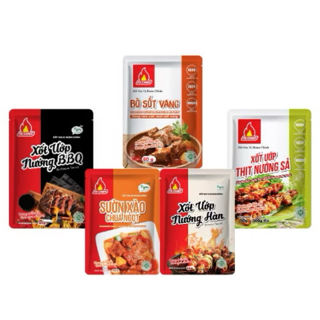 5 Gói Xốt Gia Hoàn Chỉnh Vị Ướp Nướng BBQ gói 60 AZ Chef đủ vị