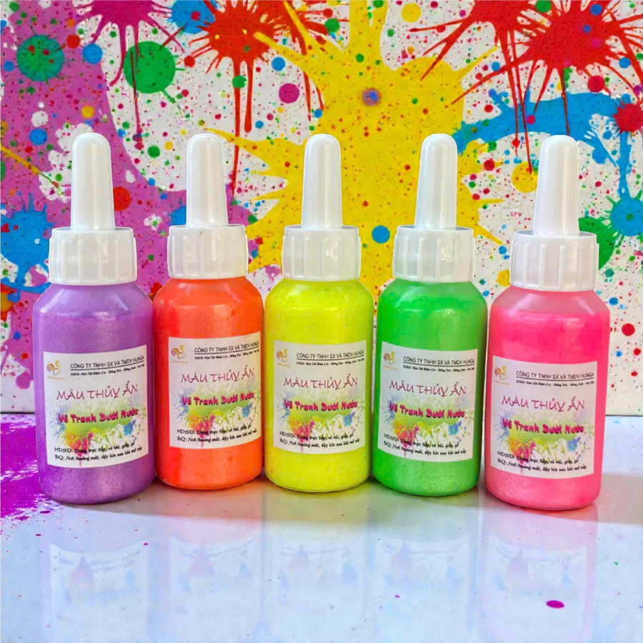 Màu Thuỷ Ấn Nhũ Phản Quang Phát Sáng Lọ 10ml Nhúng Giấy, Vải HUNGACOLOR