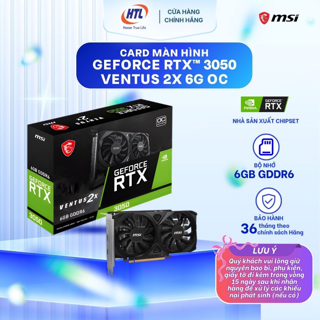 Card màn hình MSI GeForce RTX 3050 VENTUS 2X E 6G OC