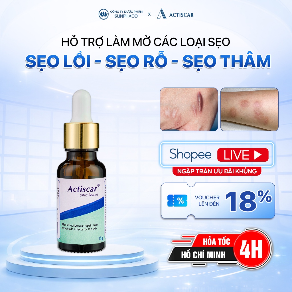 Serum Mờ Sẹo ACTISCAR 15g Hỗ Trợ Ngăn Ngừa Và Làm Mờ Sẹo Lồi, Sẹo Lõm, Sẹo Rỗ, Sẹo Mụn