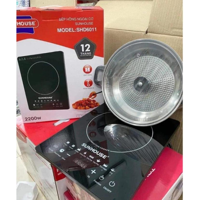 Bếp Từ Cảm Ứng SUNHOUSE thế hệ mới , Bếp Điện Từ Đơn Kèm Nồi ( MẦU ĐỎ )