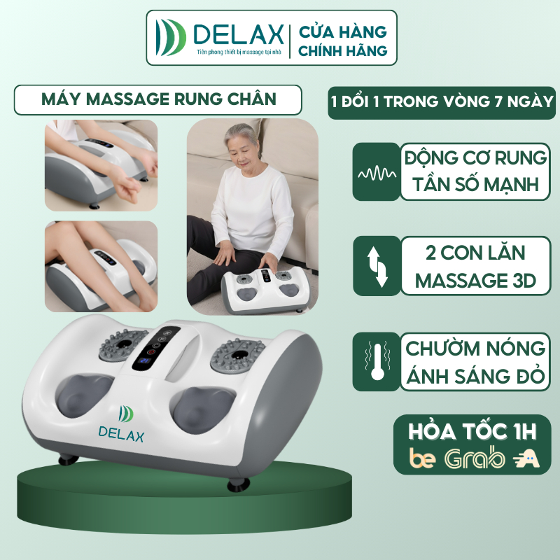 Máy Massage Chân DELAX 4D Rung Bấm Huyệt Chườm Nóng Hồng Ngoại, Massage Bàn Chân Bắp Chân Giảm Đau Nhức MSC06