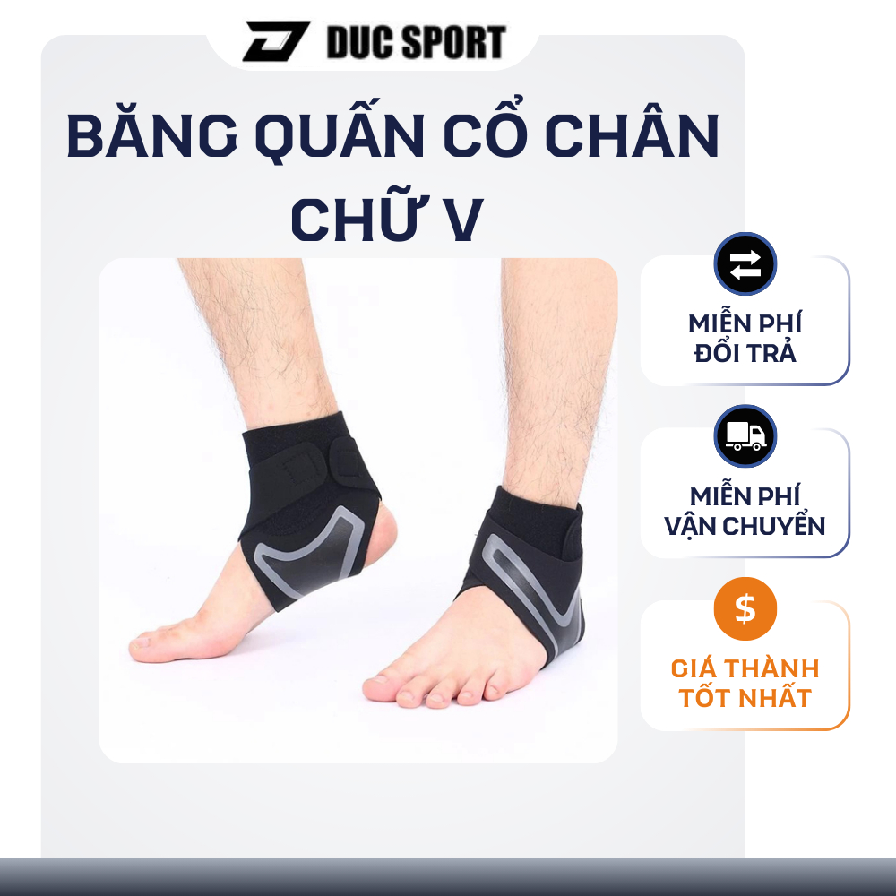 Băng Quấn Cổ Chân Chữ V Thể Thao – Cố Định Cổ Chân, Giảm Đau, Hạn Chế Lật Cổ Chân Khi Vận Động