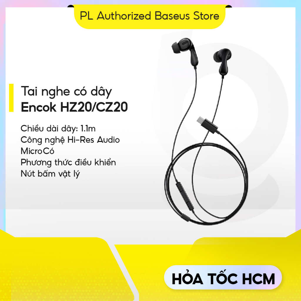 Tai nghe có dây Baseus Encok HZ20/CZ20 cổng jack 3.5mm/Type C thiết kế bền nhẹ đa thiết bị
