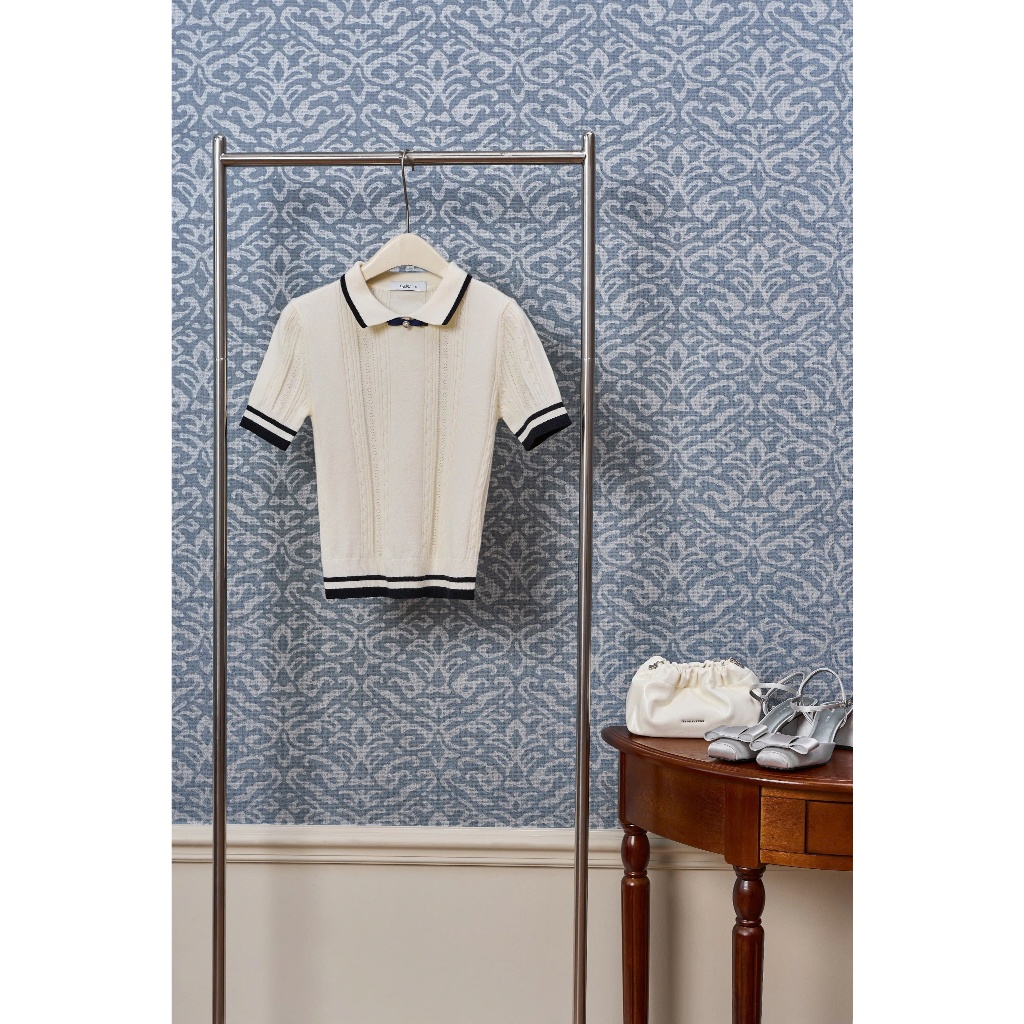(Re:Spring) Áo len dệt kim cổ viền đen đính nơ rời, chất len mịn, mướt thanh lịch thời trang Calie AKDK217 | BigBuy360 - bigbuy360.vn