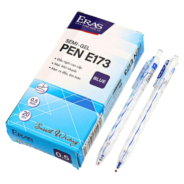 [MUA SỈ GIẢM 10%] [COMBO 5 CÂY] Viết bi bấm Eras E173 nét bút 0.5mm (Mực xanh/đỏ/đen)