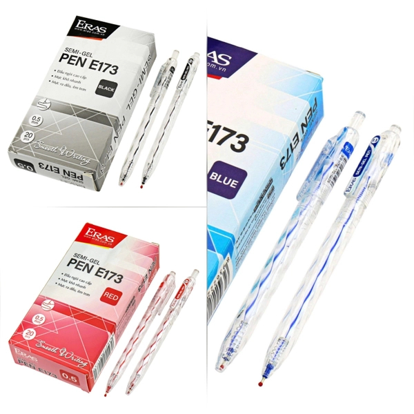 [MUA SỈ GIẢM 10%] [COMBO 5 CÂY] Viết bi bấm Eras E173 nét bút 0.5mm (Mực xanh/đỏ/đen)
