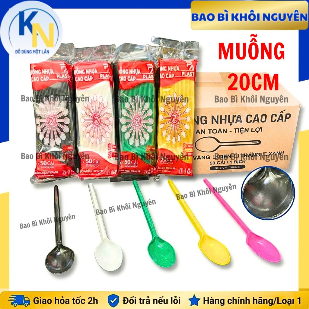( THÙNG 2500 ) Muỗng nhựa dài 20CM Dùng Một Lần Cao Cấp , Muỗng Trà Sữa _ BAO BÌ KHÔI NGUYÊN