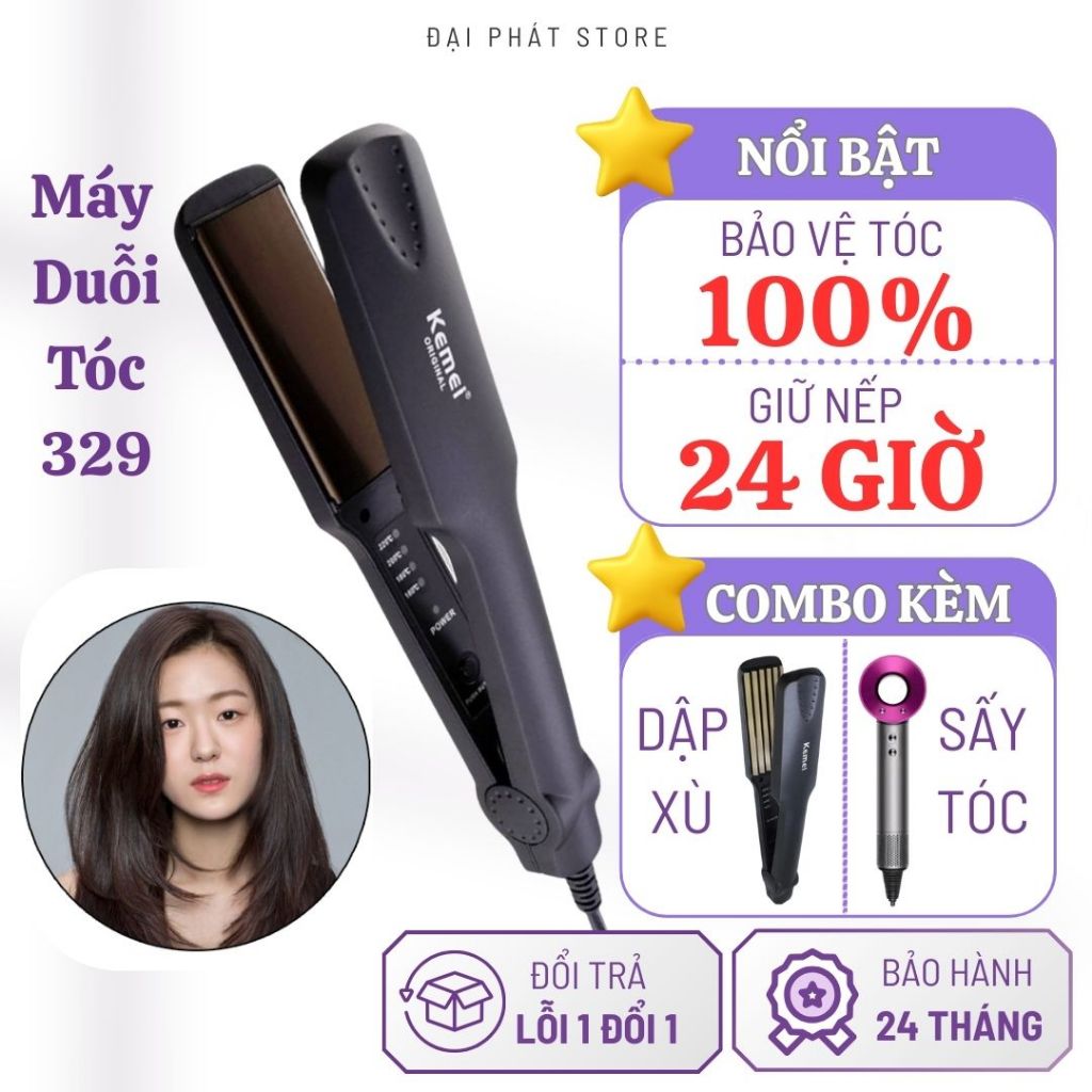 Máy Là Tóc Duỗi Tóc 4 Mức Chỉnh Nhiệt Bản Pro Size To KM-329 - Dụng Cụ Tạo Kiểu,Làm Đẹp, Làm Thẳng Tóc đẹp