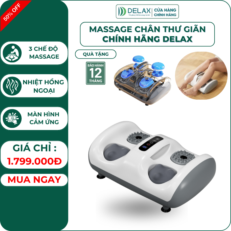 Máy Massage Chân DELAX Giảm Đau Thư Giãn Bàn Chân 3 Chế Độ Nhiệt Hồng Ngoại Giảm Đau MSC06