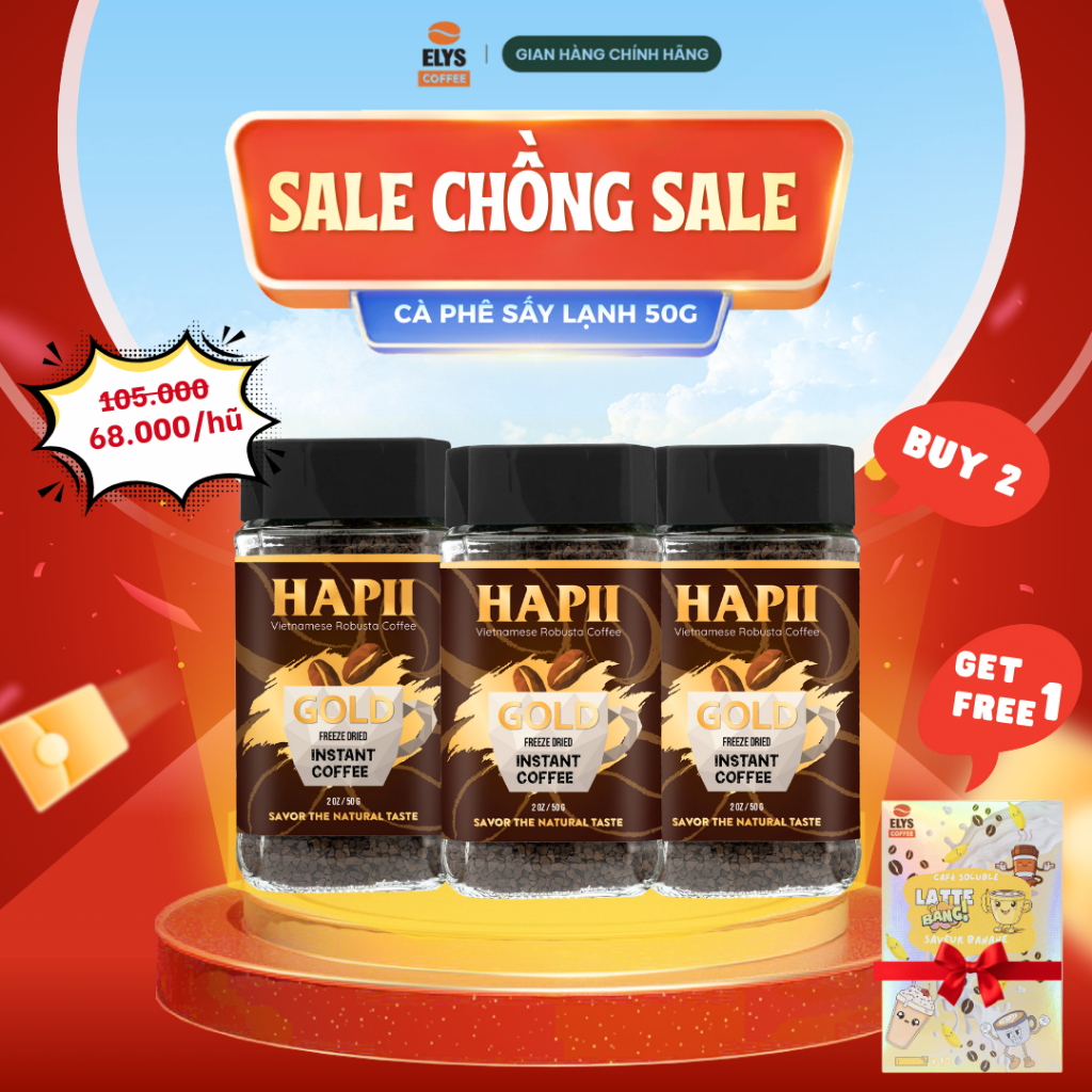 Cà Phê Sấy Lạnh Robusta Cao Cấp Hapii 50g100g - Pha uống liền, cold brew | Elys Coffee
