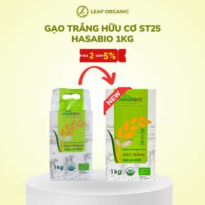 Gạo trắng hữu cơ ST25 HASABIO dẻo thơm túi 1KG